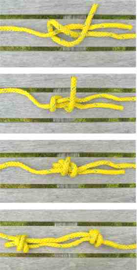 Tying double fishermans knot