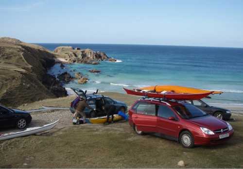 Sea kayakers getting ready