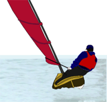 Bufflehead canoe sailing to windward