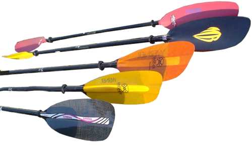 Five Euro-style kayak paddles