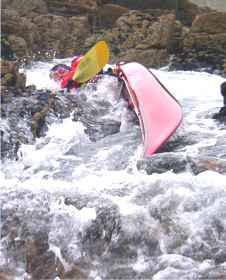 Sea kayak capsize in gully
