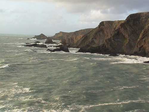 Windy day on rocky coast