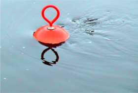 Buoy leaving a wake