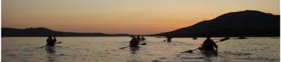Kayak group at dusk