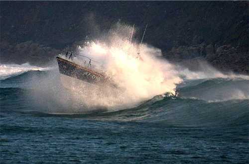 Big lifeboat in big surf