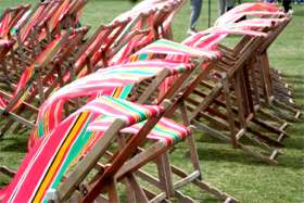 Deckchairs on windy day